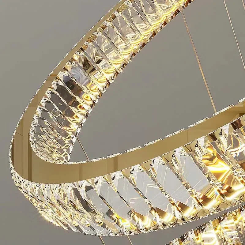 Afralia™ Elegant Gold Rings Chandelier LED Pendant Lamp