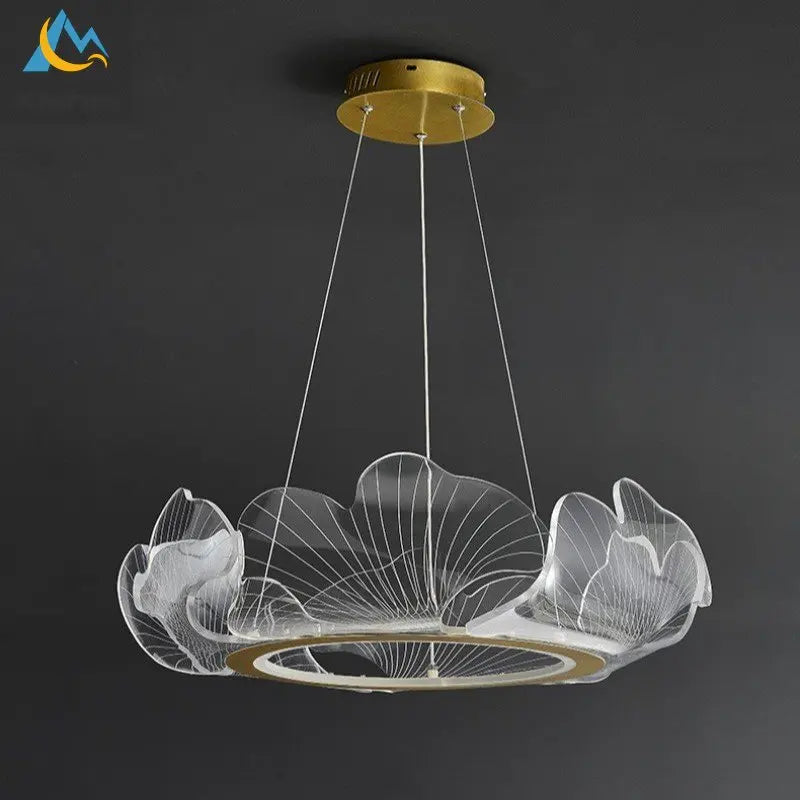 Afralia™ Lotus Leaf Acrylic LED Chandelier Pendant Light for Dining Room, Bedroom, Living Room