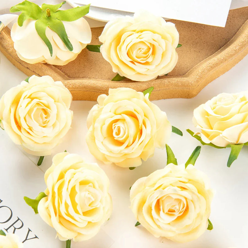 Afralia™ Red Rose Silk Flowers 100Pcs 7Cm Wedding Party Decor Wreaths Bouquets