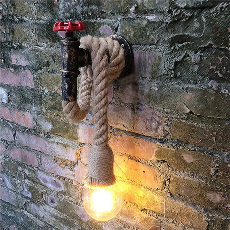 Afralia™ Industrial Loft Hemp Rope Wall Lamp for Kitchen Living Room Bar Lighting