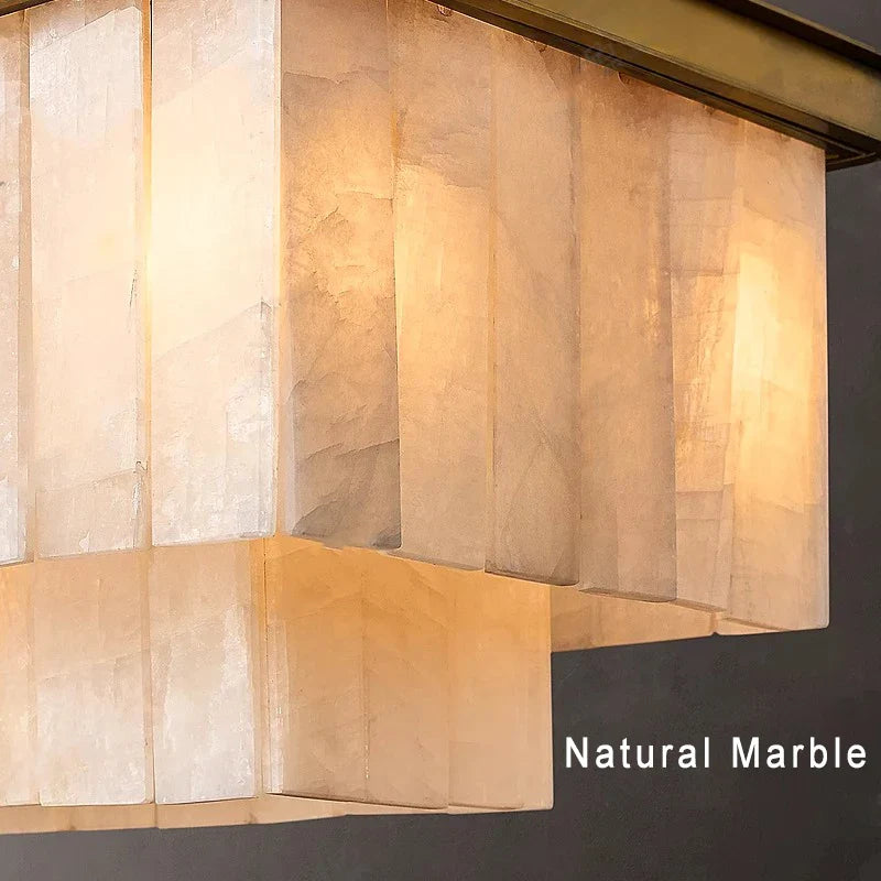 Afralia™ Marble Bronze Copper Chandelier: Modern Luxury Rectangle Dining Table Decor.
