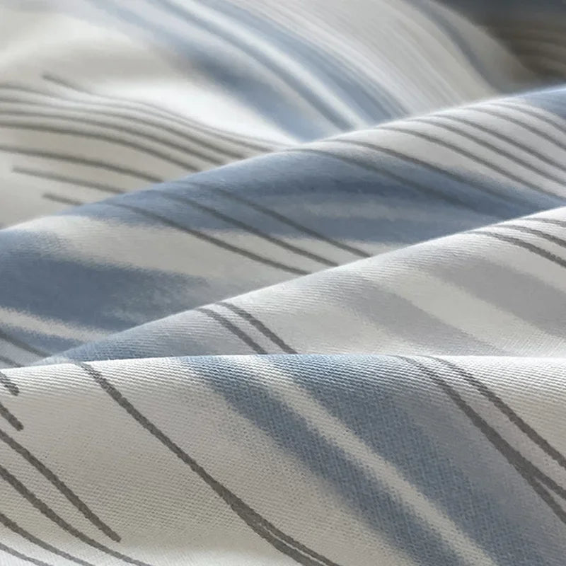 Afralia™ Luxury Striped Cotton Bedding Set for Double Bed