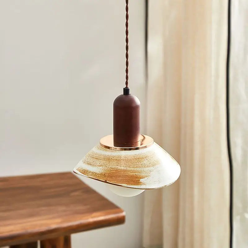 Afralia™ Ceramic Pendant Lamp Wabi-Sabi LED Hanging Light Vintage Bedroom Living Room