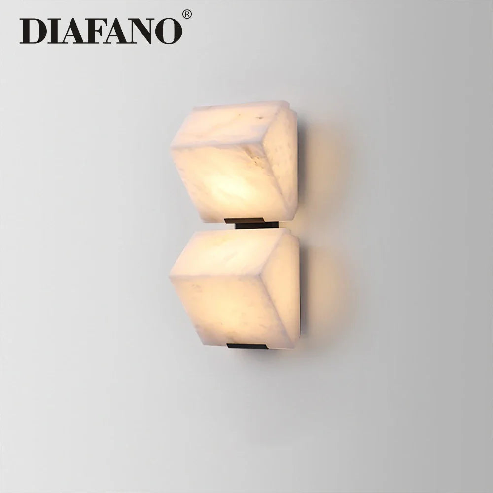 Afralia™ Marble Copper Wall Lamp: Modern Stone LED Sconce for Bedroom Living Room