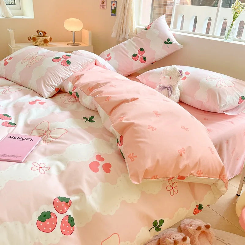 Afralia™ Cotton Floral Print Bedding Set: Comfortable Sleep Quilt Cover & Fitted Sheet in All Seasons