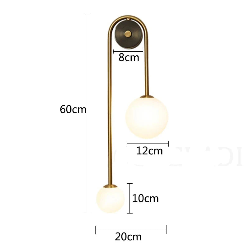 Afralia™ Glass Ball LED Wall Light Modern Brass Decor for Bedroom Living Room
