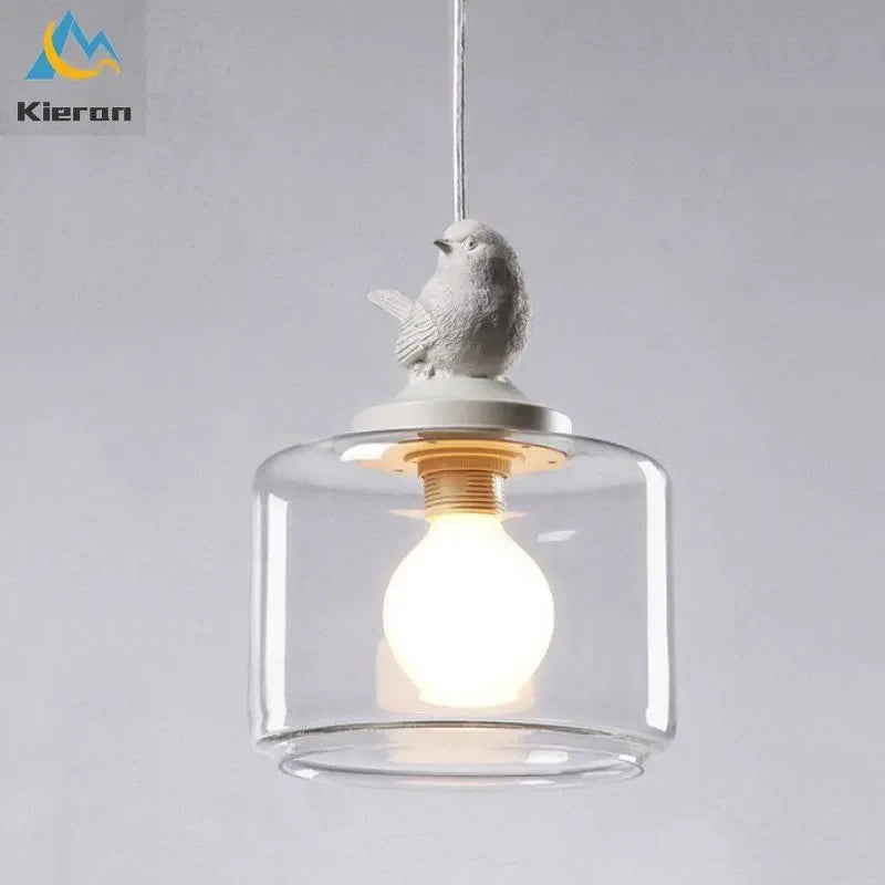 Afralia™ Resin Bird LED Chandelier Glass Pendant Light