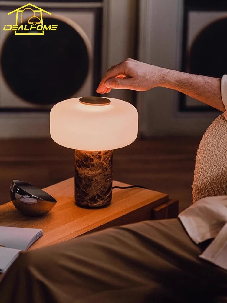 Afralia™ Glass Marble Table Lamp LED Atmosphere Desk Light for Living Room Bedroom