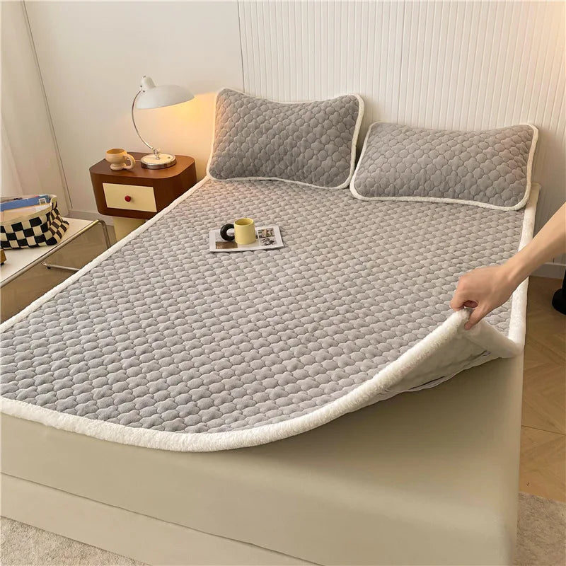 Afralia™ Antibacterial Milk Velvet Mattress, Thick & Warm with Anti-Slip Straps