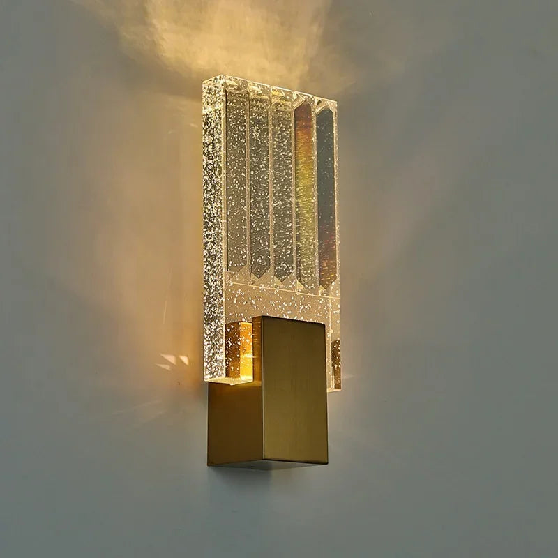 Afralia™ Gold Crystal Wall Light Luxury Modern K9 Crystal Interior Wall Lamp