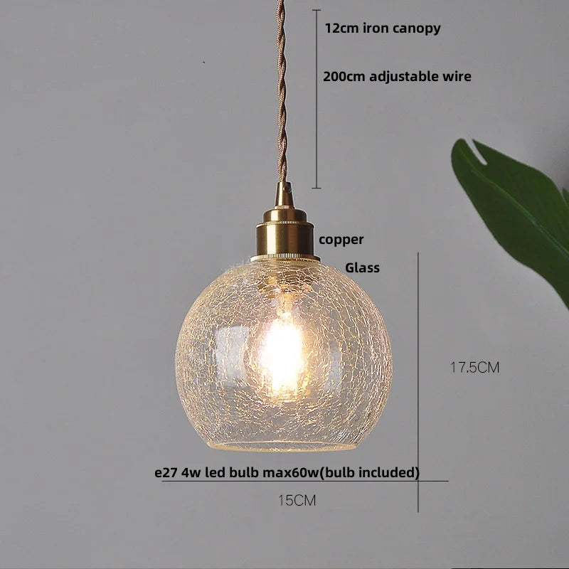 Afralia™ Glabe LED Pendant Lamp Walnut Wood Copper Modern Hanging Light Fixture