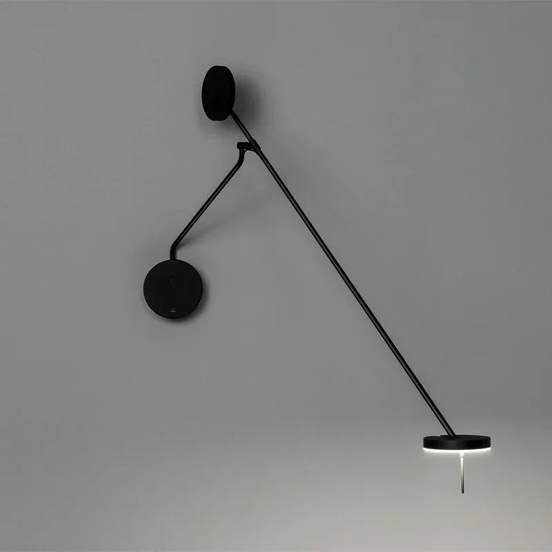 Afralia™ Black Telescopic Wall Lamp with Adjustable Arm for Living Room and Bedroom