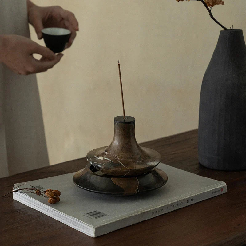 Afralia™ Travertine Marble Incense Holder Stick Burner