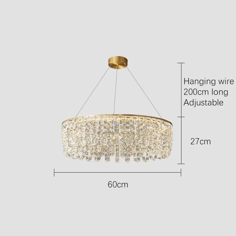 Afralia™ Copper Crystal Chandelier Living Room Bedroom Dining Lighting Device