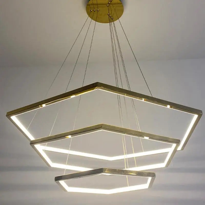 Afralia™ Modern Luxury Hexagon LED Pendant Chandelier for Living Room and Bedroom