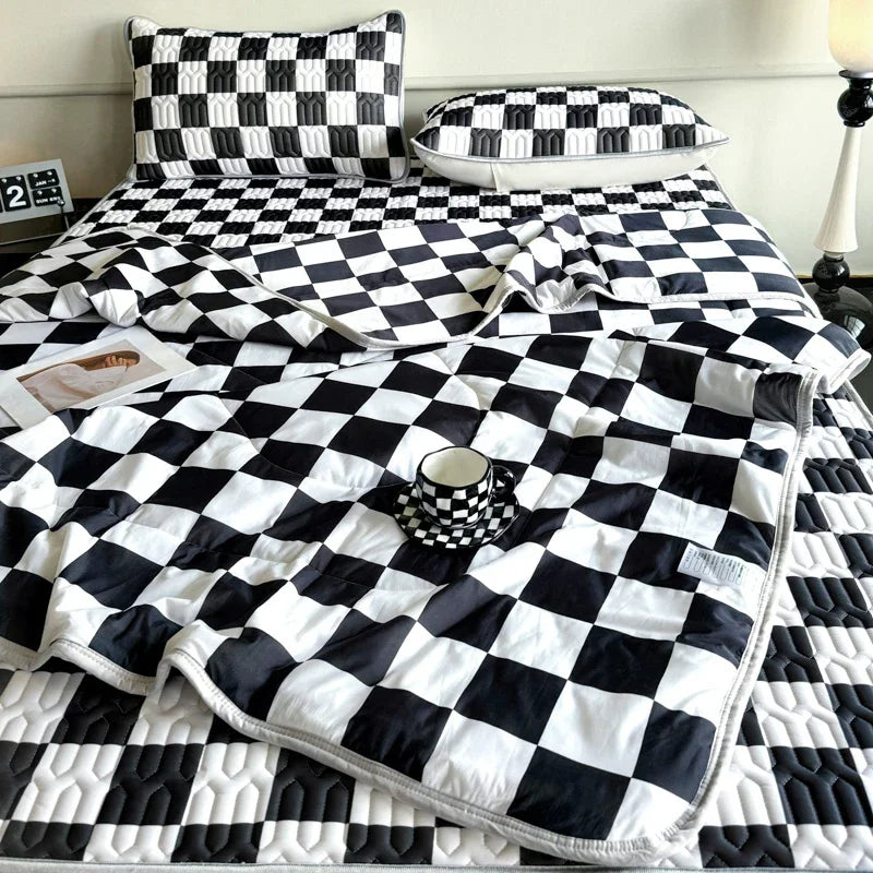 Afralia™ Double-Sided Cool Comforter Set: Ice Silk Duvet, Fitted Sheet, Pillowcase