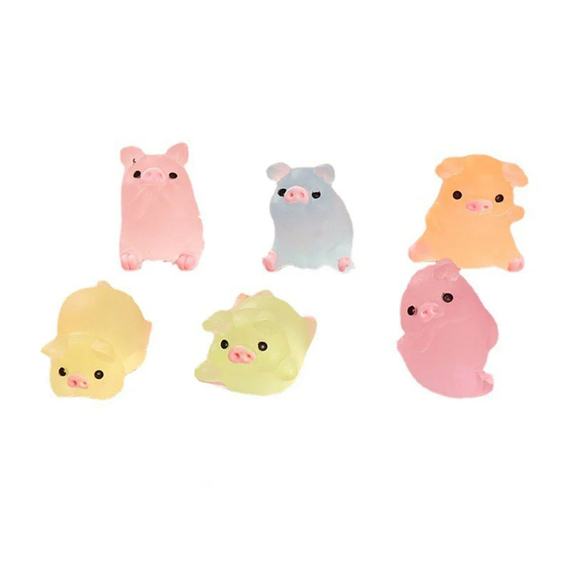 Afralia™ Kawaii Pig Miniatures Terrarium Figurines 6pcs Crafts Home Decoration