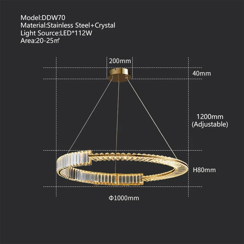 Afralia™ Crystal Gold Ring LED Chandelier for Minimalist Luxury Home Decor