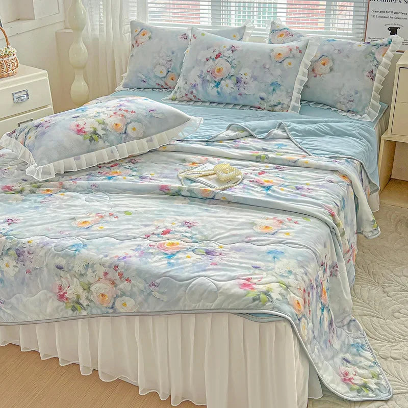 Afralia™ Floral Summer Cooling Quilt for Double Single Bed - Soft & Breathable