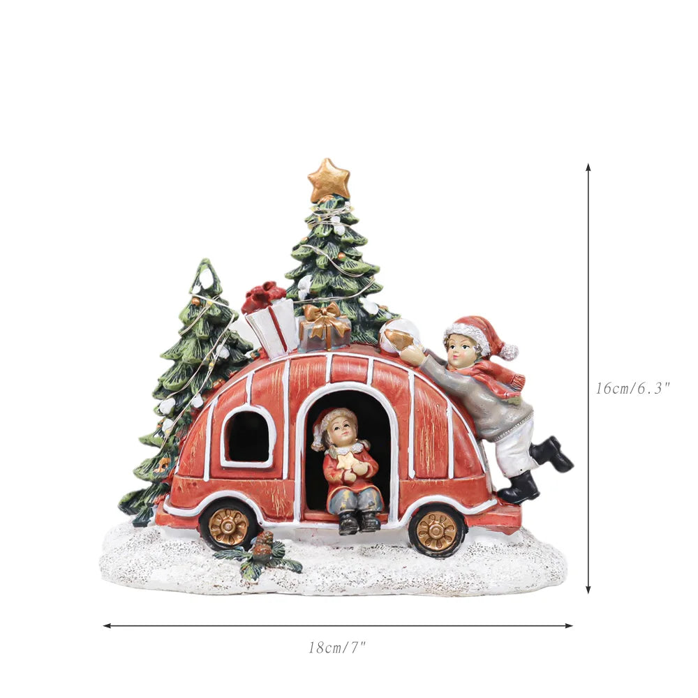 Afralia™ Christmas Village Houses Set with Night Lights and Crystal Ball – Festive Home Decor