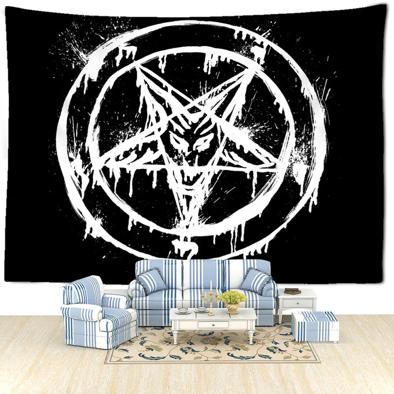 Afralia™ Pentagram Psychedelic Tapestry Wall Hanging for Home Decor