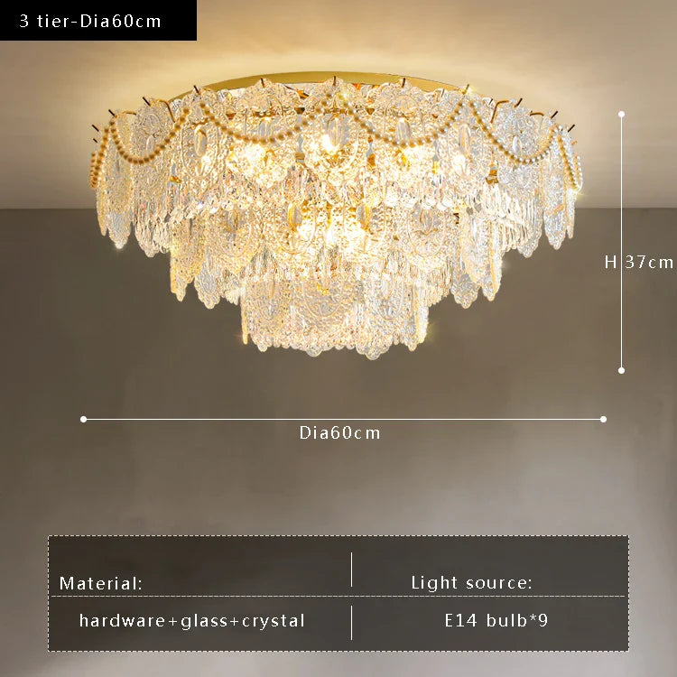 Afralia™ Modern French Crystal Glass Ceiling Lamp Home Appliance Light Fixture