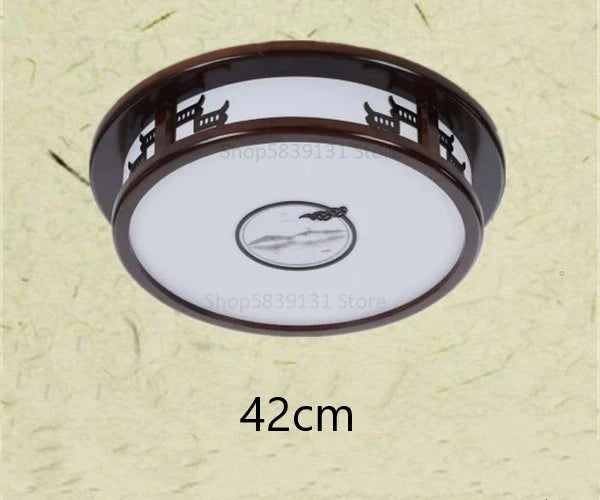 Afralia™ Antique Style Solid Wood Led Ceiling Light for Living Room Bedroom & Study