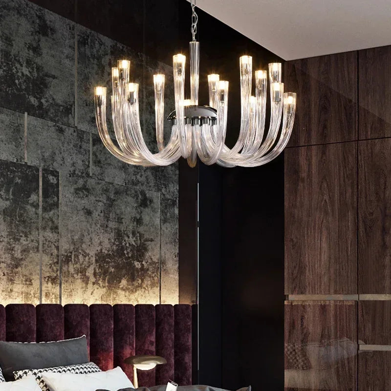 Afralia™ Luxury LED Glass Chandelier for Living Room - Designer Home Decor