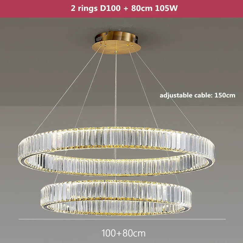 Afralia™ Crystal LED Chandelier: Modern Steel Pendant Lighting for Luxurious Foyer Decor
