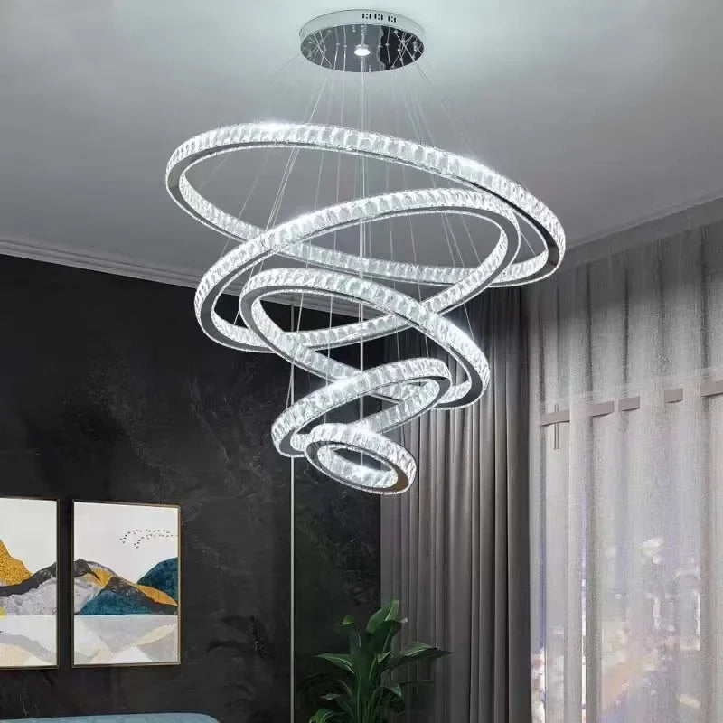 Afralia™ Elegant Gold Rings Chandelier LED Pendant Lamp