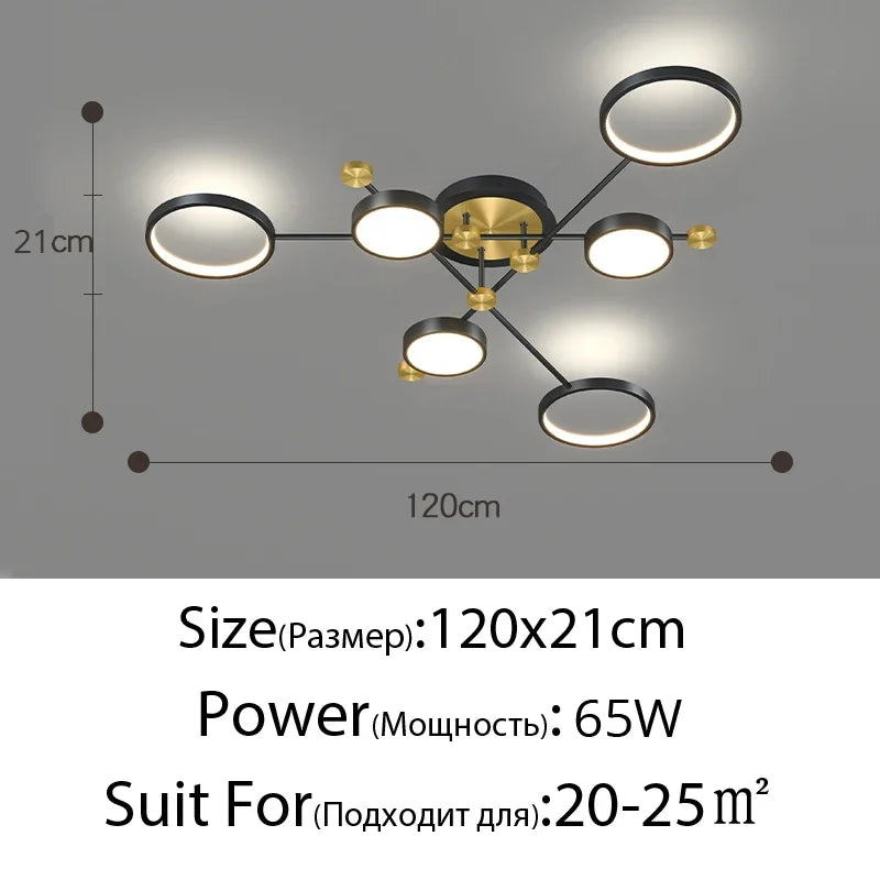 Afralia™ Elegant Multi-Head Gold LED Ceiling Lamp for Living Room & Bedroom