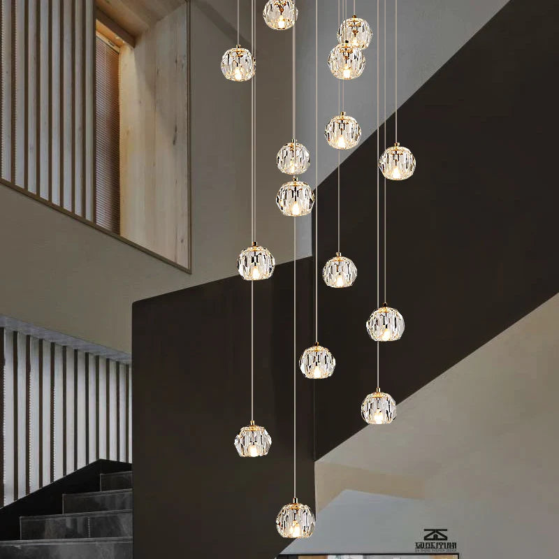 Afralia™ Crystal Stair Football Shaped Chandelier with G9 Lights