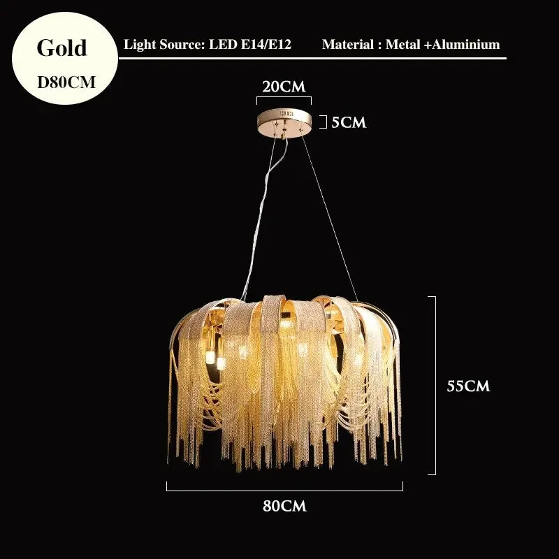 Afralia™ Tassel Chandelier: Postmodern Chain Hanging Lights for Luxury Living Spaces