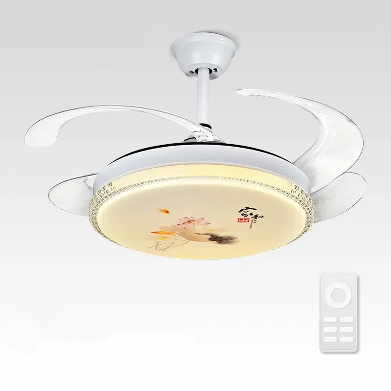 Afralia™ Dimmable Smart Home Bedroom Ceiling Fan Light with Remote Control