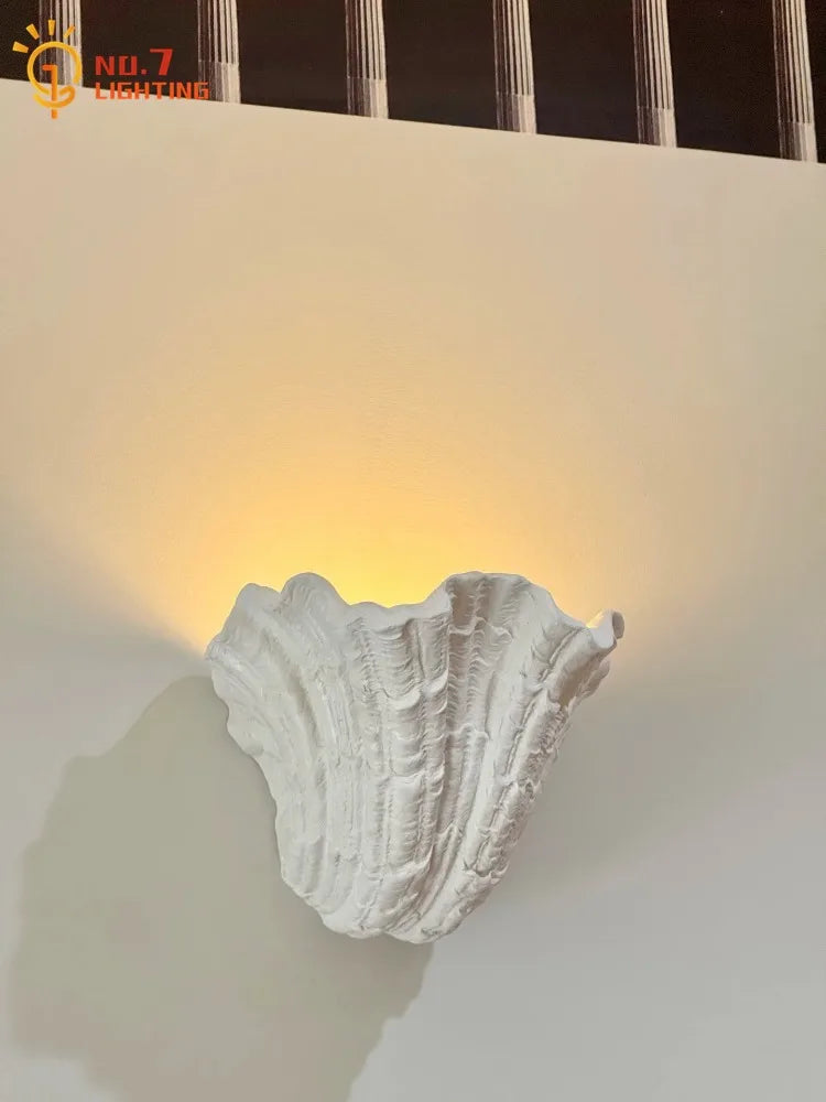 Afralia™ Gypsum Shell LED Wall Lamp - French Design Medieval Wabi-Sabi Art Bedroom Decor