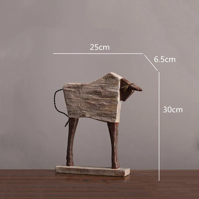 Afralia™ Horse Sculpture: Handmade Wood Grain Design, Animal Figurine for Home Decor