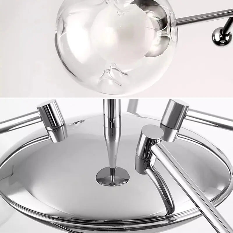 Afralia™ Glass Ball LED Chandelier Chrome Pendant Lamp for Home Decor