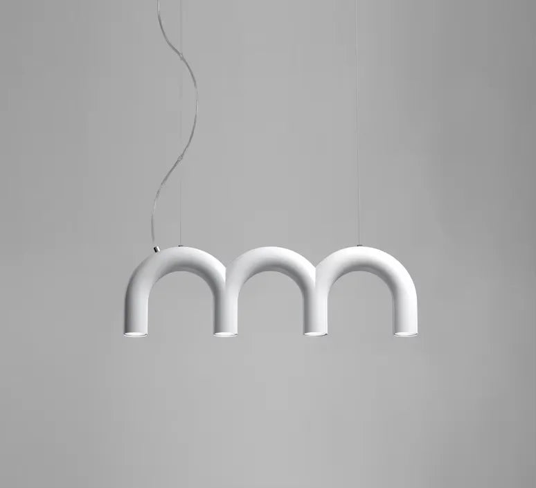 Afralia™ Blue Metal Arch Chandelier Pendant Light - Modern Design for Home Décor