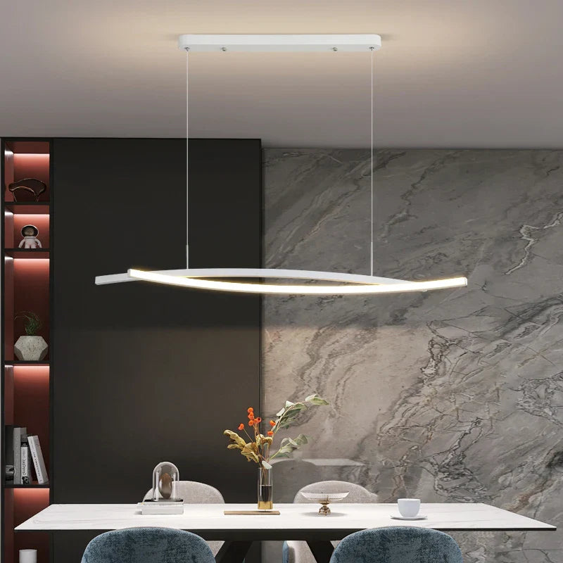 Afralia™ Modern White Led Strip Pendant Chandeliers for Home Indoor Decor Lighting