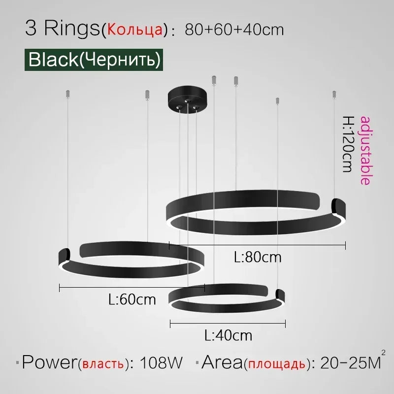 Afralia™ Minimalist Circle Rings Ceiling Chandelier Pendant Light for Home Decor