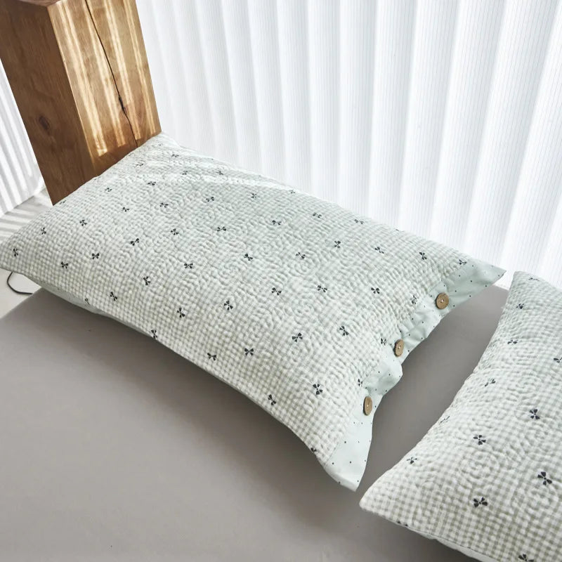 Afralia™ Quilted Cotton Pillowcase: Double-Sided, Cozy, Button Lock, Skin-Friendly, Printed Home Textile