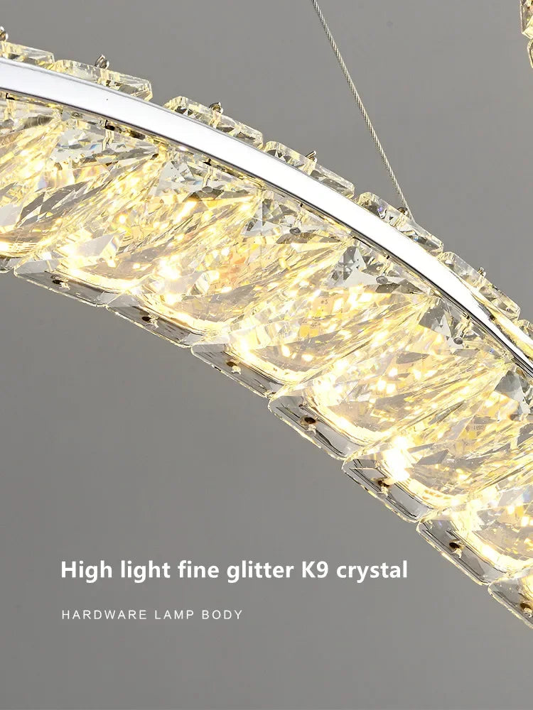 Afralia™ Luxury LED Crystal Chandelier Gold/Silver Dimmable Pendant Lamp