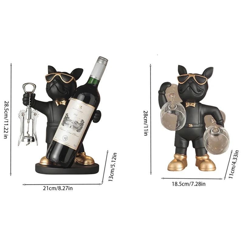 French Bulldog Wine Holder Resin Wine Rack for Home & Office by Afralia™