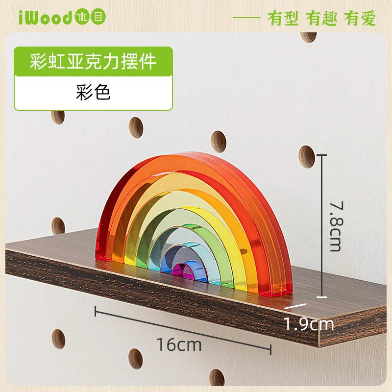 Afralia™ Rainbow Acrylic Sculpture DIY Blocks Home Decor Figurines