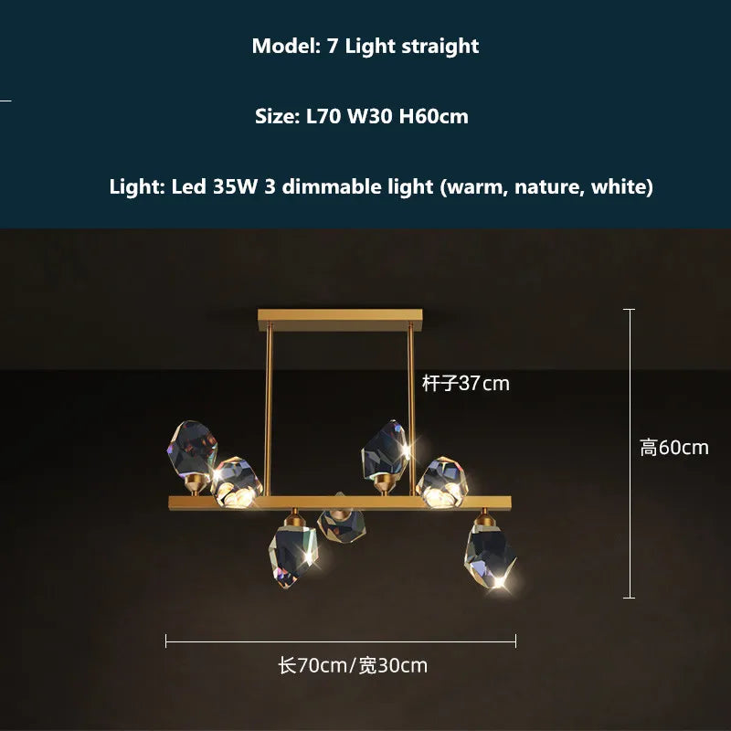Afralia™ Luxury Copper LED Crystal Chandelier with Dimmable Lights