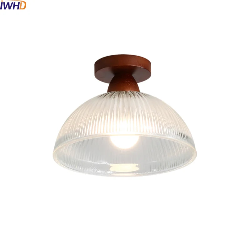 Afralia™ Wood Glass LED Ceiling Lights Modern Luminaria De Teto for Home Décor