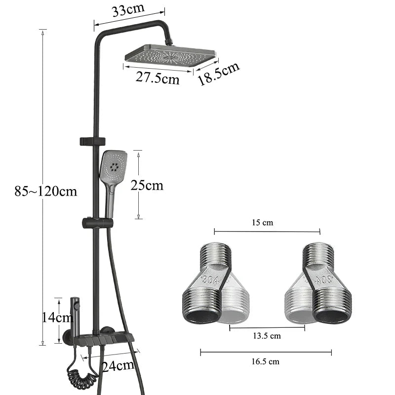 Afralia™ Smart Brass Bathroom Shower Faucet Set with Waterfall Tap and Rainfall System