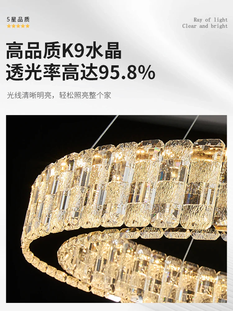 Afralia™ Luxury Crystal Pendant Chandelier - Modern Nordic LED Indoor Lighting Fixture