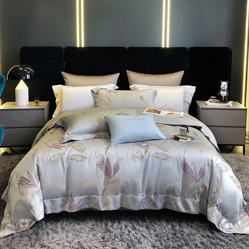 Afralia™ 1200TC Egyptian Cotton Satin Jacquard Patchwork Bedding Set with Silky Finish