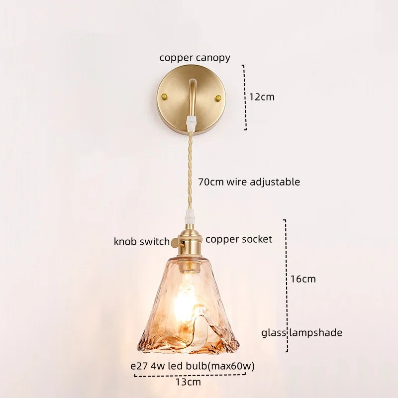 Afralia™ Copper Glass LED Wall Light for Modern Nordic Living Room Bedroom